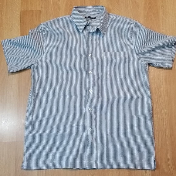 George classics mens white and gray short sleeve button up Medium - Picture 3 of 10